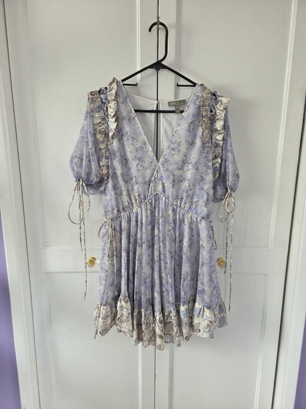 Asos Women's Size 8 Purple Blue Beige Paisley Mini Dress